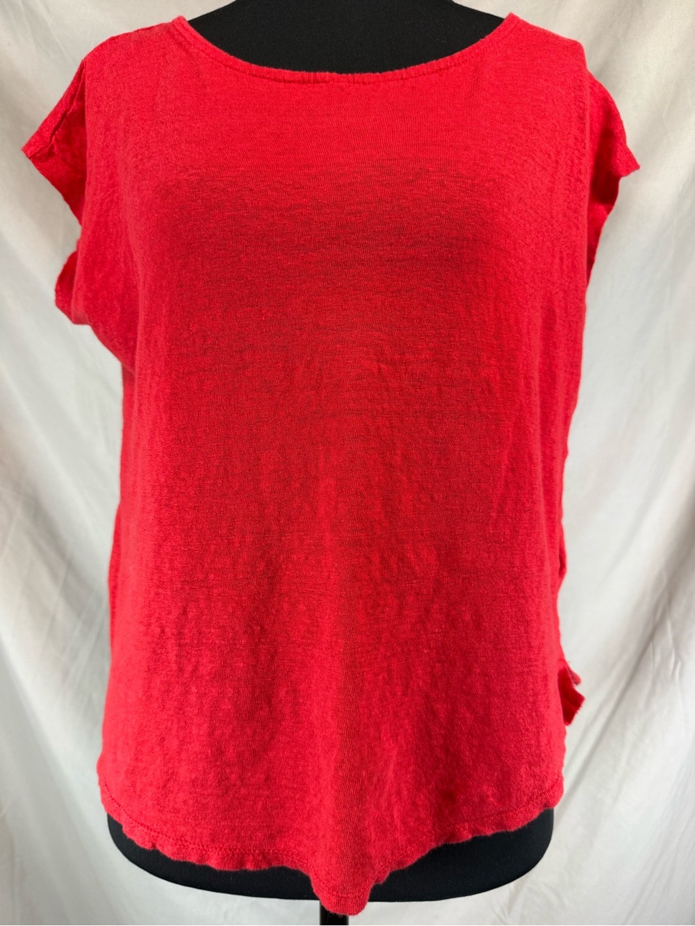 Sigrid Olsen 100% Linen Slub Knit Cap Sleeve Top Red - Size Large